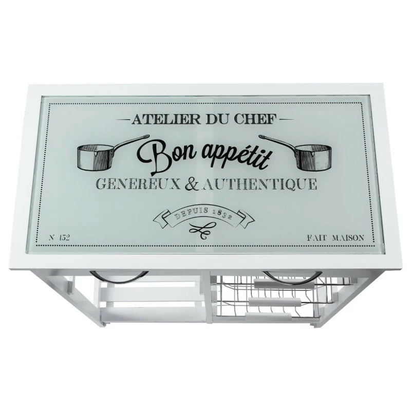 Desserte de cuisine verre blanc modèle GUSTAF ATMOSPHERA Desserte De Cuisine Verre Blanc Modèle GUSTAF -Ledepot-bailleul Soldes Magasin desserte de cuisine verre blanc modele gustaf 1