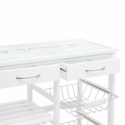 ATMOSPHERA Desserte De Cuisine Verre Blanc Modèle GUSTAF 4 ATMOSPHERA Desserte De Cuisine Verre Blanc Modèle GUSTAF -Ledepot-bailleul Soldes Magasin desserte de cuisine verre blanc modele gustaf 2