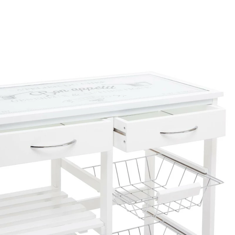 Desserte de cuisine verre blanc modèle GUSTAF ATMOSPHERA Desserte De Cuisine Verre Blanc Modèle GUSTAF -Ledepot-bailleul Soldes Magasin desserte de cuisine verre blanc modele gustaf 2