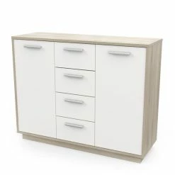 Demeyere Buffet Bas 2 Portes 4 Tiroirs Léo -Ledepot-bailleul Soldes Magasin enfilade 2 portes 4 tiroirs leo 1 4