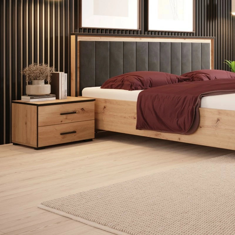 Ensemble de 2 chevets 2 tiroirs Nantes noir et bois Ensemble De 2 Chevets 2 Tiroirs Nantes Noir Et Bois -Ledepot-bailleul Soldes Magasin ensemble de 2 chevets 2 tiroirs nantes noir et bois 1