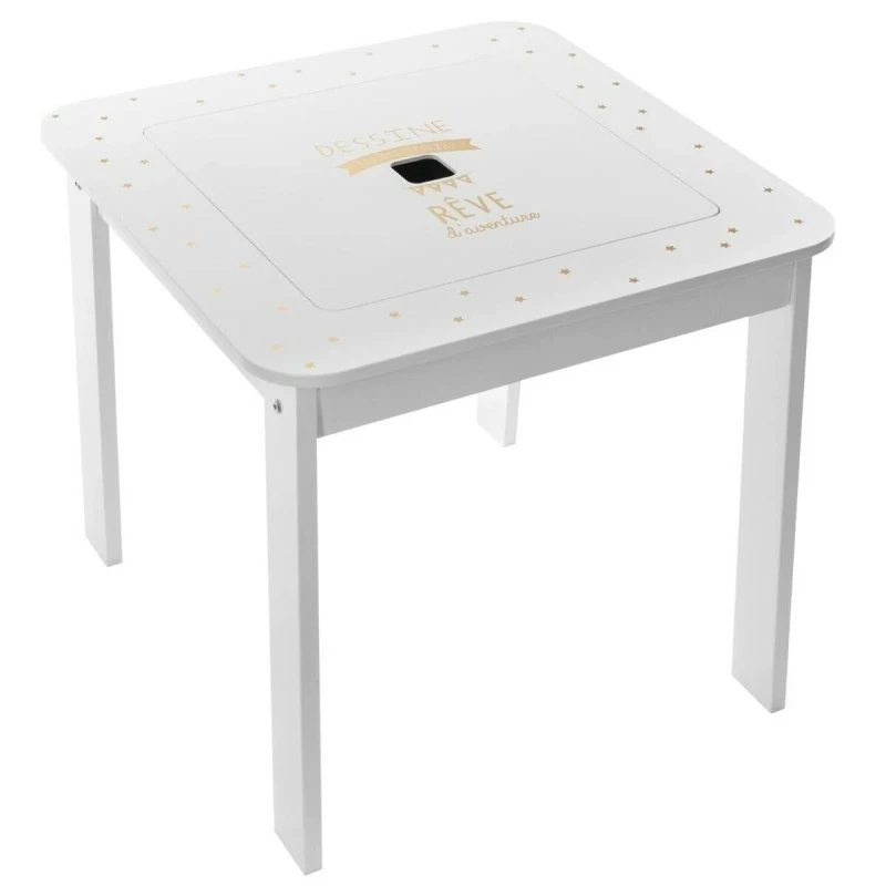 Ensemble table + 2 tabourets enfant blanc doré Dream Atmosphera Ensemble Table + 2 Tabourets Enfant Blanc Doré Dream Atmosphera -Ledepot-bailleul Soldes Magasin ensemble table 2 tabourets enfant blanc dore dream atmosphera 2