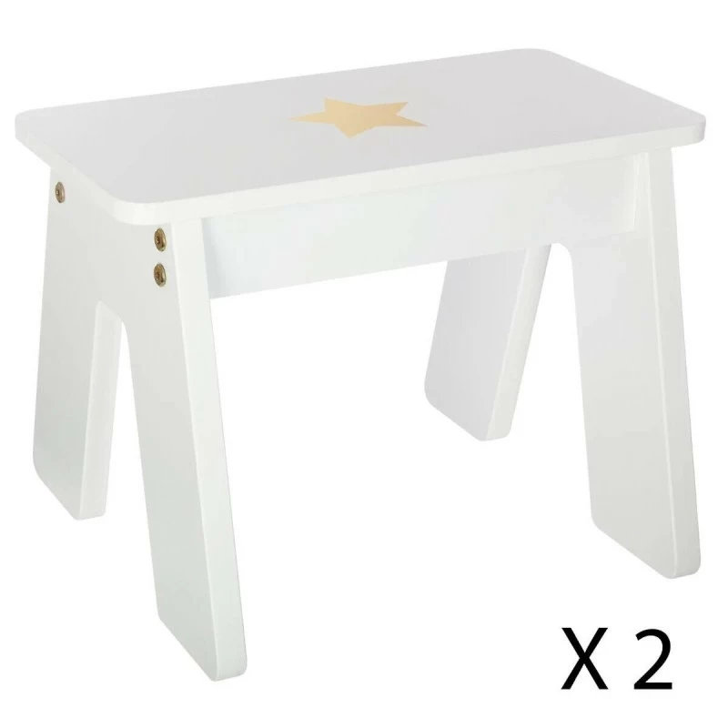 Ensemble table + 2 tabourets enfant blanc doré Dream Atmosphera Ensemble Table + 2 Tabourets Enfant Blanc Doré Dream Atmosphera -Ledepot-bailleul Soldes Magasin ensemble table 2 tabourets enfant blanc dore dream atmosphera 3