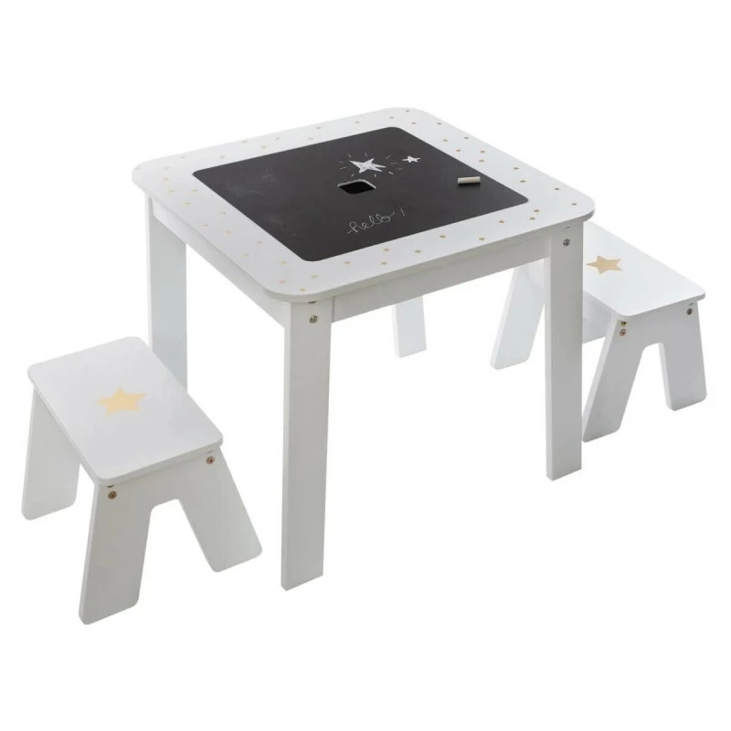 Ensemble table + 2 tabourets enfant blanc doré Dream Atmosphera Ensemble Table + 2 Tabourets Enfant Blanc Doré Dream Atmosphera -Ledepot-bailleul Soldes Magasin ensemble table 2 tabourets enfant blanc dore dream atmosphera 6