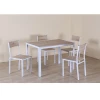 Ensemble Table + 4 Chaises Métal Blanc Et Effet Bois Clair 1 Ensemble Table + 4 Chaises Métal Blanc Et Effet Bois Clair -Ledepot-bailleul Soldes Magasin ensemble table 4 chaises metal blanc et effet bois clair