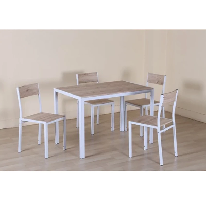 Ensemble table + 4 chaises métal blanc et effet bois clair Ensemble Table + 4 Chaises Métal Blanc Et Effet Bois Clair -Ledepot-bailleul Soldes Magasin ensemble table 4 chaises metal blanc et effet bois clair