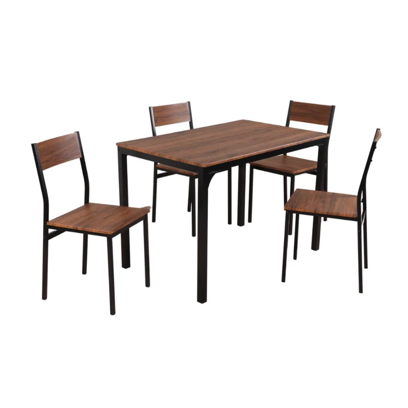 Ensemble table + 4 chaises métal et effet bois Ensemble Table + 4 Chaises Métal Et Effet Bois -Ledepot-bailleul Soldes Magasin ensemble table 4 chaises metal et effet bois