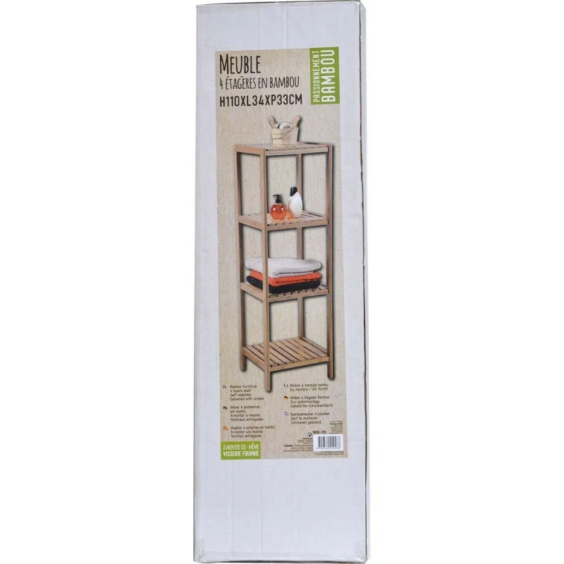 Étagère 4 niveaux bambou Étagère 4 Niveaux Bambou -Ledepot-bailleul Soldes Magasin etagere 4 niveaux bambou 1