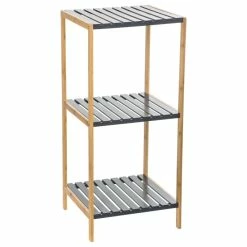 Etagère 4 Niveaux Salle Bain Varia Gris Bambou -Ledepot-bailleul Soldes Magasin etagere 4 niveaux salle bain varia gris bambou 2