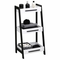 Etagère De Salle De Bain 3 Niveaux Pyramide Noir Et Blanc -Ledepot-bailleul Soldes Magasin etagere de salle de bain 3 niveaux pyramide noir blanc 1