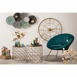 Fauteuil Evan Canard Piètement Doré Atmosphera -Ledepot-bailleul Soldes Magasin fauteuil evan canard pietement dore atmosphera 1 3