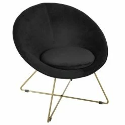 Fauteuil Evan Noir Piètement Doré Atmosphera