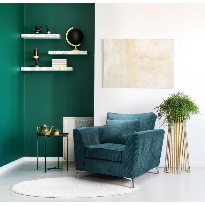 Fauteuil Isla velours côtelé bleu Fauteuil Isla Velours Côtelé Bleu -Ledepot-bailleul Soldes Magasin fauteuil isla velours bleu
