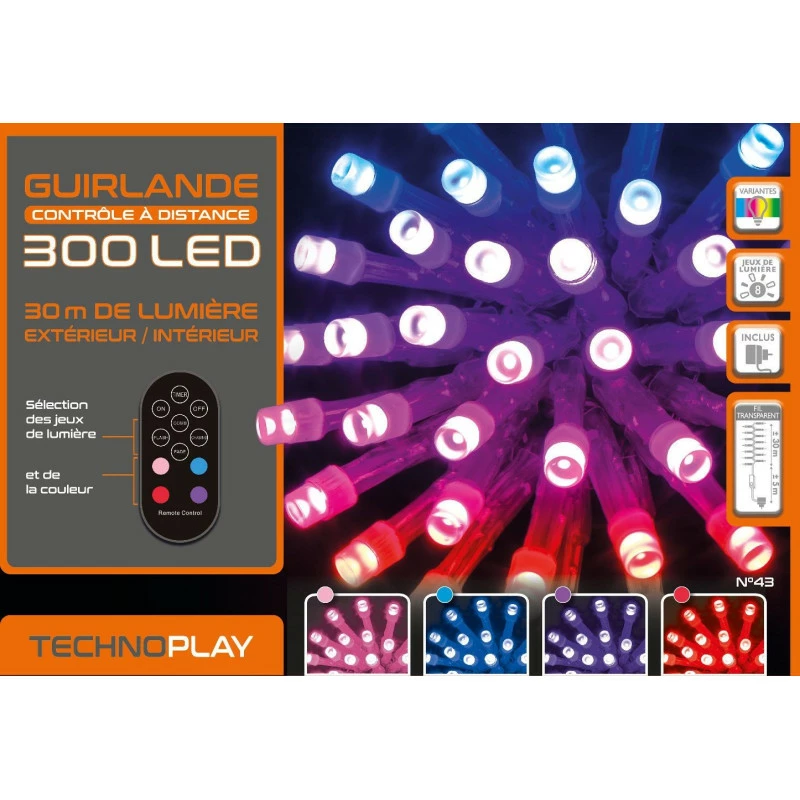 Guirlande contrôle à distance 300 LED 30 mètres variation de couleurs Guirlande Contrôle à Distance 300 LED 30 Mètres Variation De Couleurs -Ledepot-bailleul Soldes Magasin guirlande controle a distance 300 led 30 metres variation de couleurs 1