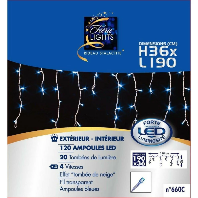 Guirlande 120 LED tombée de neige bleu fil transparent Guirlande 120 LED Tombée De Neige Bleu Fil Transparent -Ledepot-bailleul Soldes Magasin guirlande tombee de neige 120 led bleues fil transparent 2