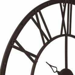 Horloge Métal Chiffres Romains Chocolat Atmosphera -Ledepot-bailleul Soldes Magasin horloge metal chiffres romains chocolat 2