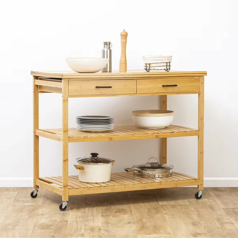 Ilot de cuisine 2 tiroirs bambou Linha 5Five Ilot De Cuisine 2 Tiroirs Bambou Linha 5Five -Ledepot-bailleul Soldes Magasin ilot de cuisine 2 tiroirs bambou linha atmosphera 1