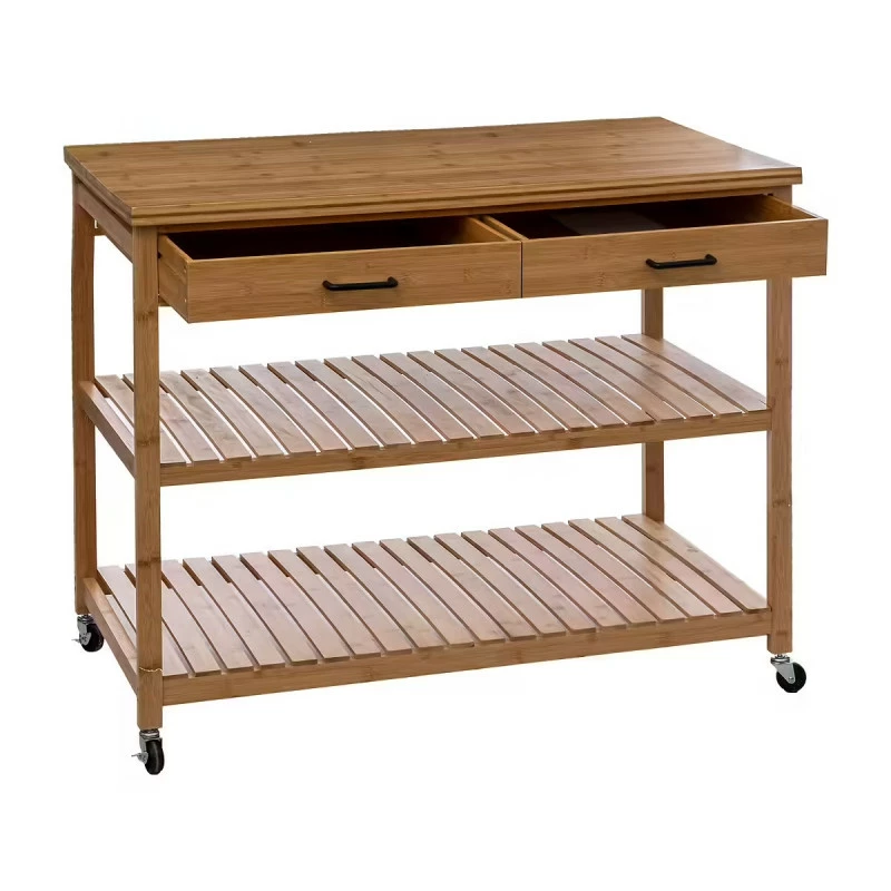 Ilot de cuisine 2 tiroirs bambou Linha 5Five Ilot De Cuisine 2 Tiroirs Bambou Linha 5Five -Ledepot-bailleul Soldes Magasin ilot de cuisine 2 tiroirs bambou linha atmosphera 2