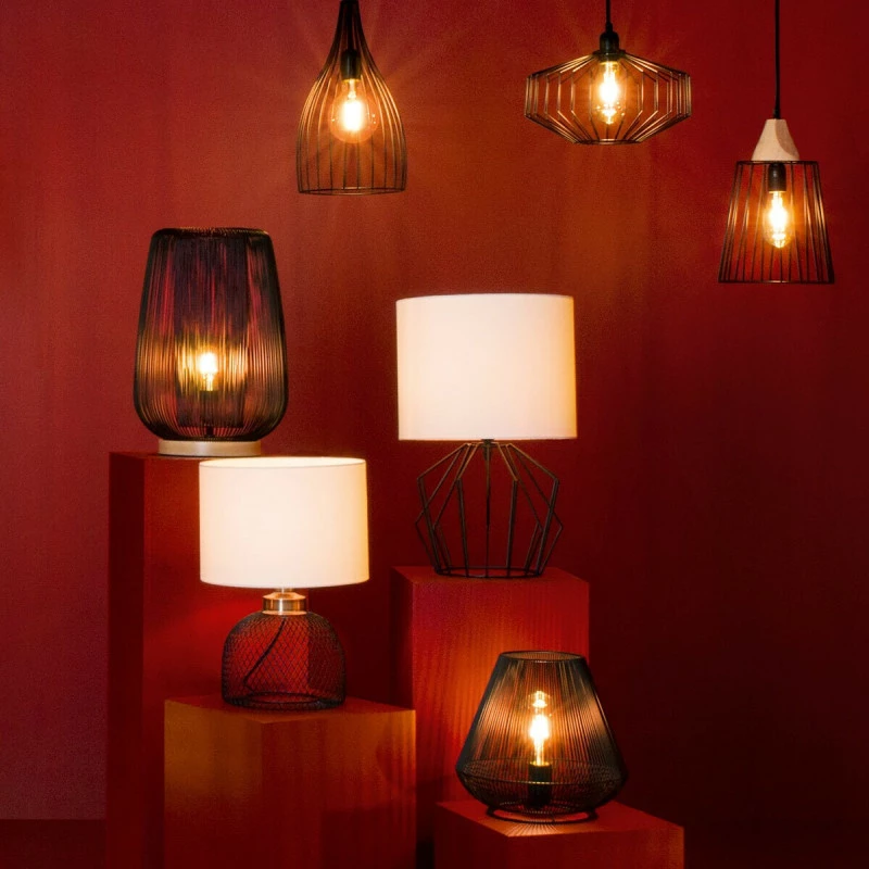 Lampe grille Emie noir et blanc Atmosphera Lampe Grille Emie Noir Et Blanc Atmosphera -Ledepot-bailleul Soldes Magasin lampe grille emie noir et blanc atmosphera 3