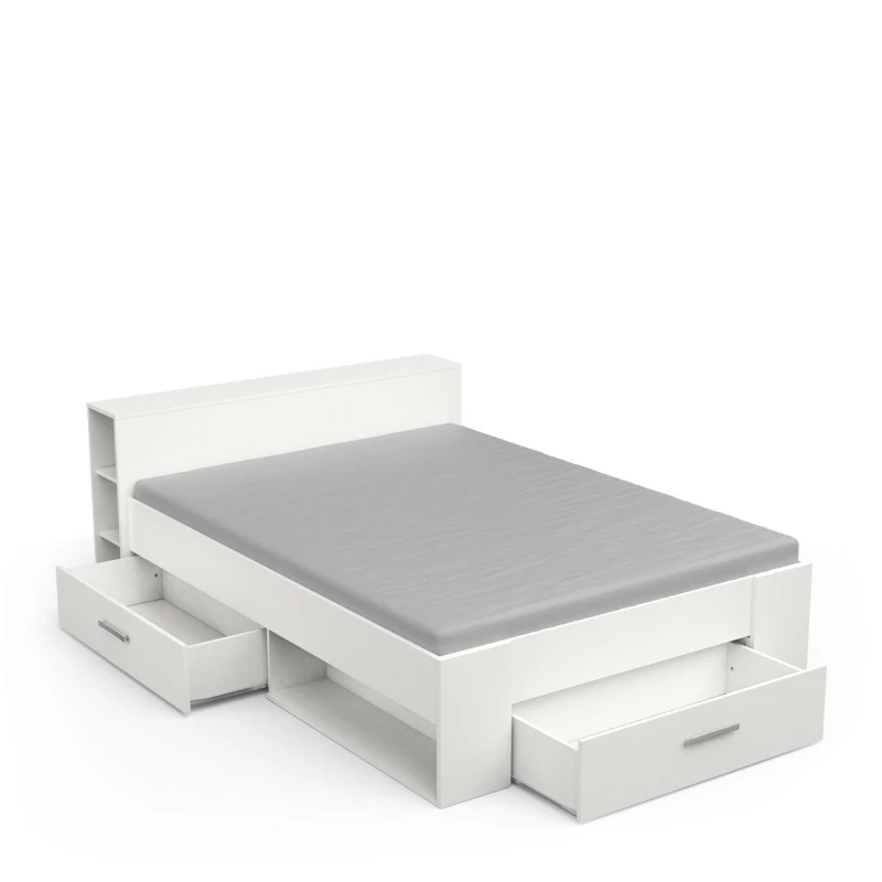 Lit 140x190 cm Pocket blanc Demeyere Lit 140x190 Cm Pocket Blanc -Ledepot-bailleul Soldes Magasin lit 2 places polly blanc 3