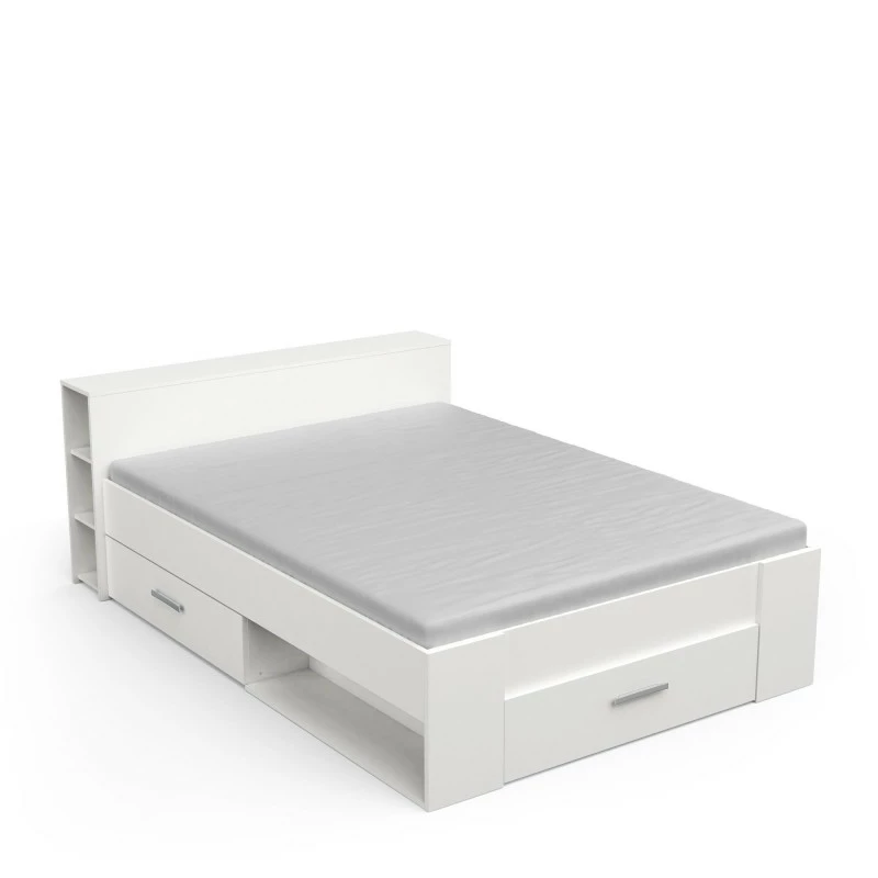 Lit 140x190 cm Pocket blanc Demeyere Lit 140x190 Cm Pocket Blanc -Ledepot-bailleul Soldes Magasin lit 2 places polly blanc