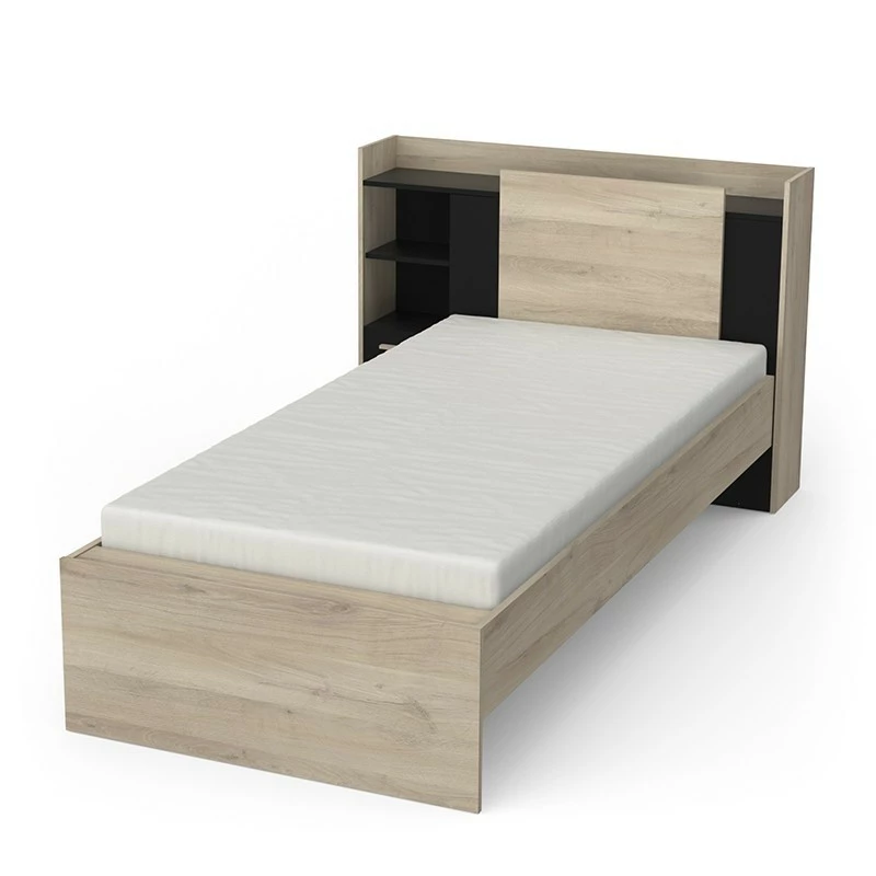 Lit 90x190/200 cm avec environnement Life noir et bois Demeyere Lit 90x190/200 Cm Avec Environnement Life Noir Et Bois -Ledepot-bailleul Soldes Magasin lit 90x190200 cm avec environnement life noir et bois
