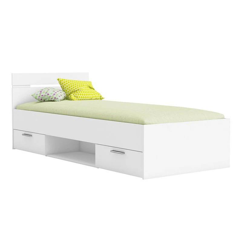 Lit 1 place 90x200 2 tiroirs blanc Michigan Demeyere Lit 1 Place 90x200 2 Tiroirs Blanc Michigan -Ledepot-bailleul Soldes Magasin lit 90x200cm ohio blanc