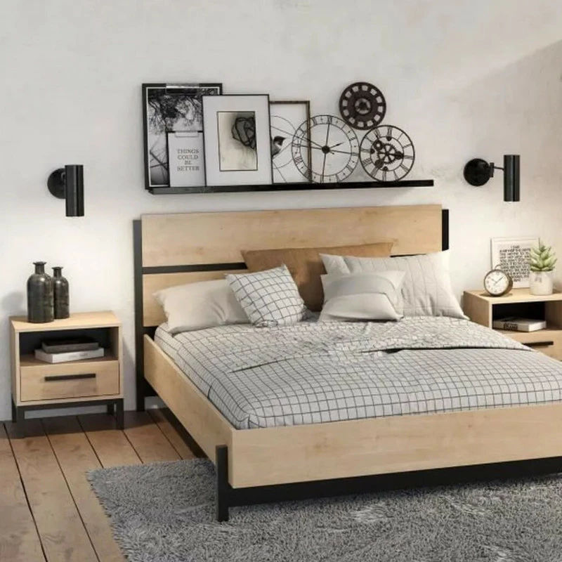 Lit double 160x200 Craft noir et bois Demeyere Lit Double 160x200 Craft Noir Et Bois -Ledepot-bailleul Soldes Magasin lit double 160x200 craft noir et bois 1