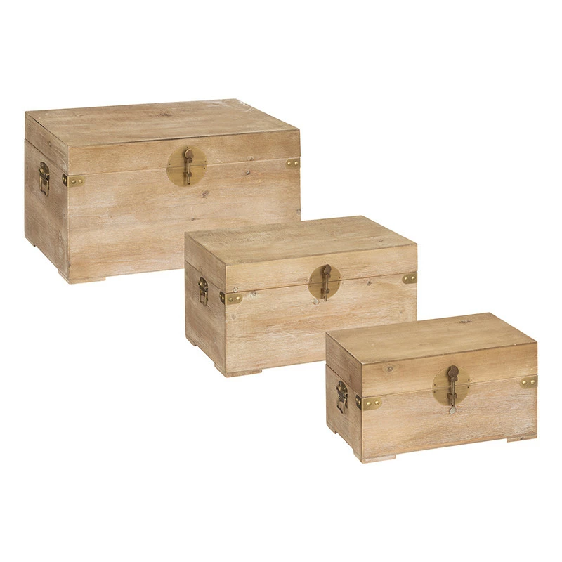 Lot de 3 malles en bois Jil Atmosphera Lot De 3 Malles En Bois Jil Atmosphera -Ledepot-bailleul Soldes Magasin lot de 3 malles en bois jil atmosphera