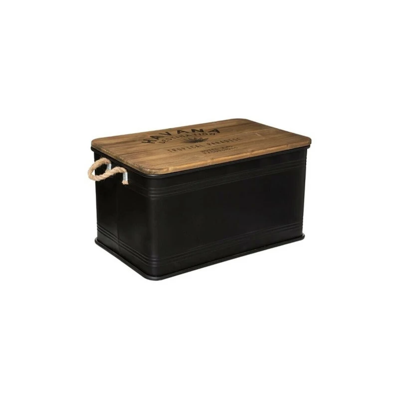 Lot de 3 malles métal noir plateau bois Atmosphera Lot De 3 Malles Métal Noir Plateau Bois Atmosphera -Ledepot-bailleul Soldes Magasin lot de 3 malles metal noir plateau bois atmosphera 1