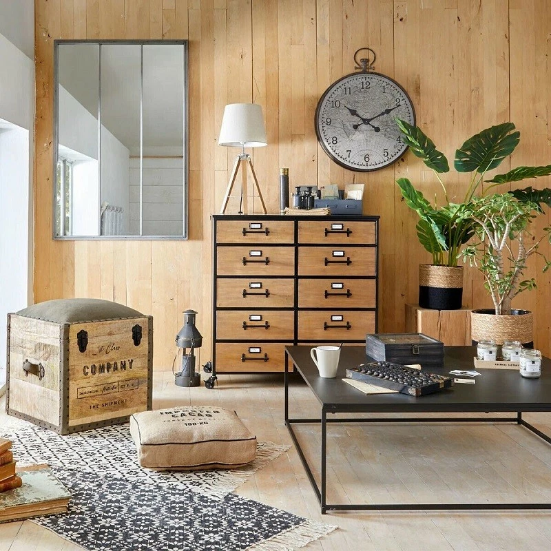 Malle pouf vintage en bois Atmosphera Malle Pouf Vintage En Bois Atmosphera -Ledepot-bailleul Soldes Magasin malle pouf vintage en bois atmosphera 1