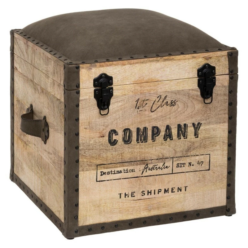 Malle pouf vintage en bois Atmosphera Malle Pouf Vintage En Bois Atmosphera -Ledepot-bailleul Soldes Magasin malle pouf vintage en bois atmosphera