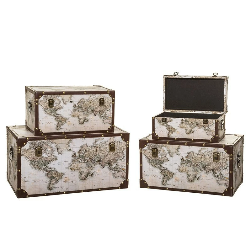 Malles mappemonde - Lot de 4 - Atmosphera Malles Mappemonde - Lot De 4 - Atmosphera -Ledepot-bailleul Soldes Magasin malles mappemonde lot de 4 atmosphera