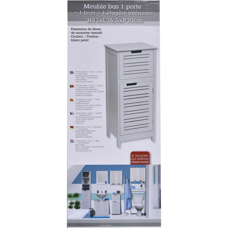 Meuble bas 1 porte et 1 tiroir blanc Miami Meuble Bas 1 Porte Et 1 Tiroir Blanc Miami -Ledepot-bailleul Soldes Magasin meuble bas 1 porte et 1 tiroir blanc 1