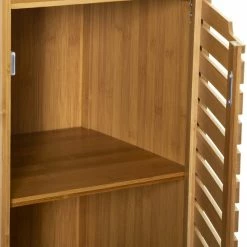 Meuble Bas Salle Bain 1 Porte 1 Niche Bambou Sicela -Ledepot-bailleul Soldes Magasin meuble bas salle bain 1 porte 1 niche bambou sicela 2