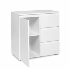 Meuble De Rangement 1 Porte 3 Tiroirs Blanc 6 Meuble De Rangement 1 Porte 3 Tiroirs Blanc -Ledepot-bailleul Soldes Magasin meuble de rangement 1 porte 3 tiroirs blanc image 1 4