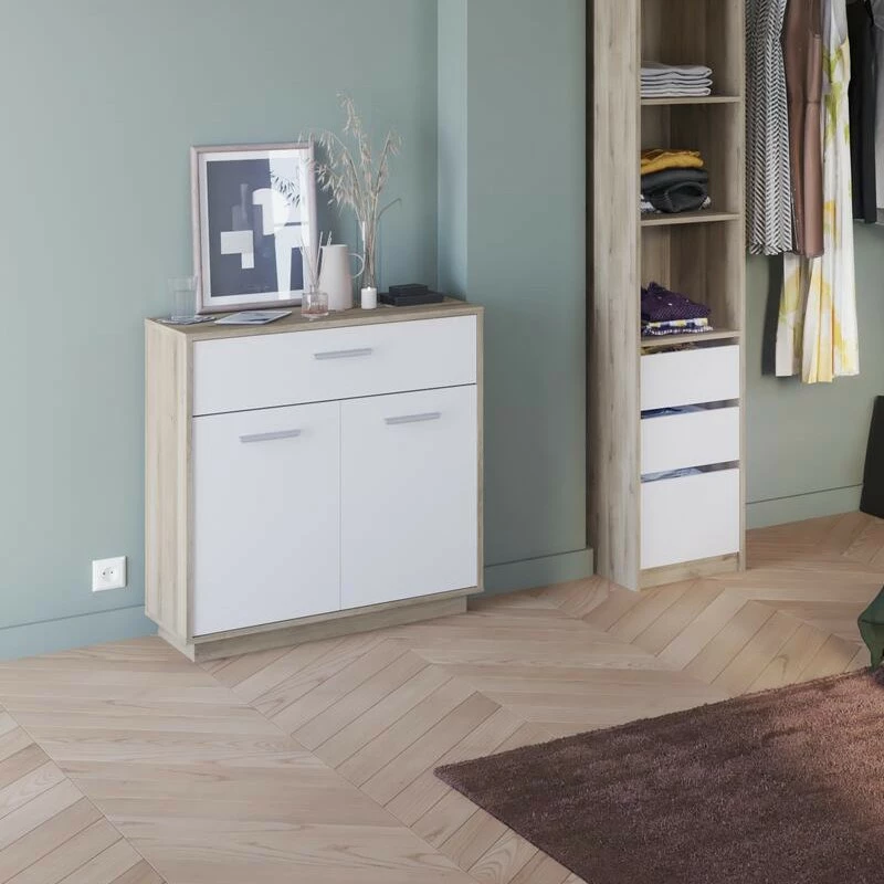 Meuble de rangement 2 portes 1 tiroir Léo Demeyere Meuble De Rangement 2 Portes 1 Tiroir Léo -Ledepot-bailleul Soldes Magasin meuble de rangement 2 portes 1 tiroir leo 1