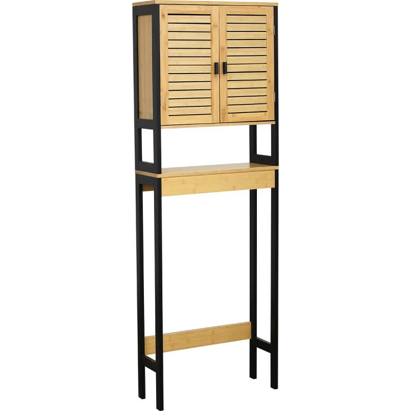Meuble dessus WC 2 portes MDF et bambou Cebu Meuble Dessus WC 2 Portes MDF Et Bambou Cebu -Ledepot-bailleul Soldes Magasin meuble dessus wc 2 portes mdf et bambou cebu