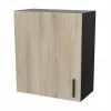 Demeyere Meuble Haut 1 Porte 60 Cm Origan Noir Et Bois -Ledepot-bailleul Soldes Magasin meuble haut 1 porte 60 cm origan noir et bois