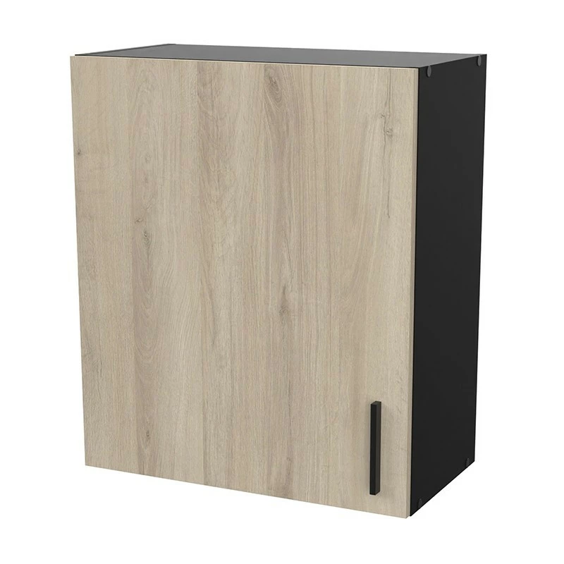 Meuble haut 1 porte 60 cm Origan noir et bois Demeyere Meuble Haut 1 Porte 60 Cm Origan Noir Et Bois -Ledepot-bailleul Soldes Magasin meuble haut 1 porte 60 cm origan noir et bois