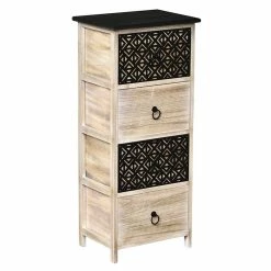 Meuble Rectangulaire 4 Tiroirs Séri Bois Noir