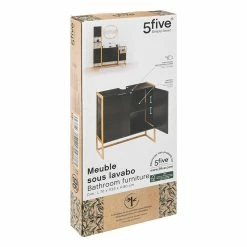 Meuble Sous Lavabo 2 Portes Noir Natureo 5Five -Ledepot-bailleul Soldes Magasin meuble sous lavabo 2 portes noir natureo 5five 3