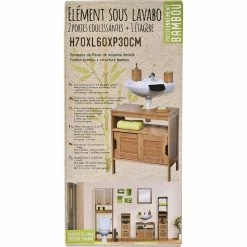Meuble Sous Lavabo Bambou 2 Portes Coulissantes Mahé 3 Meuble Sous Lavabo Bambou 2 Portes Coulissantes Mahé -Ledepot-bailleul Soldes Magasin meuble sous lavabo en bambou 2 portes coulissantes mahe 1