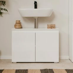 Meuble Sous Vasque 2 Portes Capetown Blanc -Ledepot-bailleul Soldes Magasin meuble sous vasque 2 portes capetown blanc 3