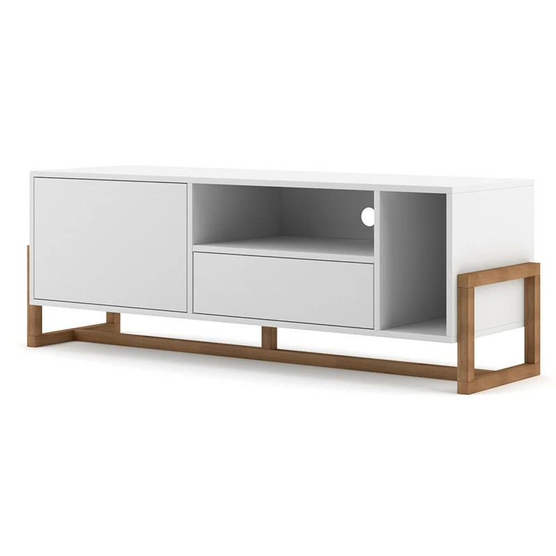 Meuble TV 2 portes 2 niches Oslo blanc Meuble TV 2 Portes 2 Niches Oslo Blanc -Ledepot-bailleul Soldes Magasin meuble tv 2 portes 2 niches oslo blanc