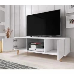Meuble TV 2 Portes Sweden Blanc 4 Meuble TV 2 Portes Sweden Blanc -Ledepot-bailleul Soldes Magasin meuble tv 2 portes sweden blanc 2