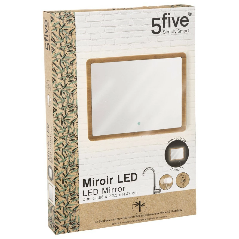 Miroir rectangulaire 66x47 bambou LED 5Five Miroir Rectangulaire 66x47 Bambou LED 5Five -Ledepot-bailleul Soldes Magasin miroir rectangulaire 66x47 bambou led 5five 4