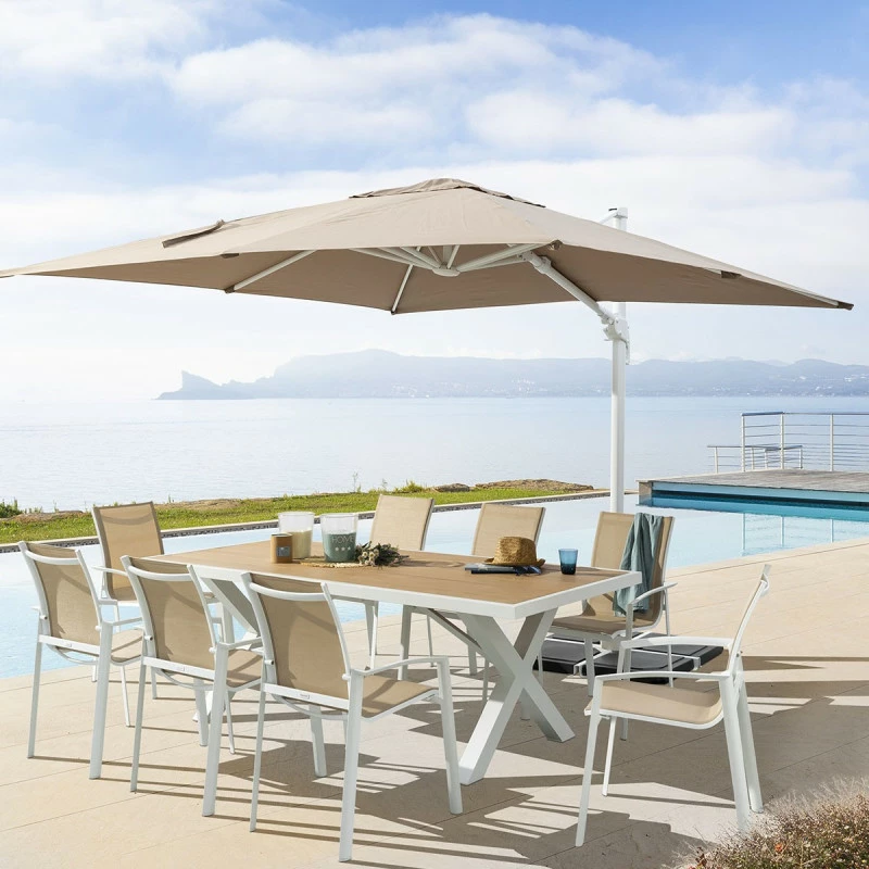 Parasol décentré Eléa inclinable carré oléfine noisette/blanc Hespéride Parasol Décentré Eléa Inclinable Carré Oléfine Noisette/blanc Hespéride -Ledepot-bailleul Soldes Magasin parasol decentre elea inclinable carre olefine noisetteblanc hesperide