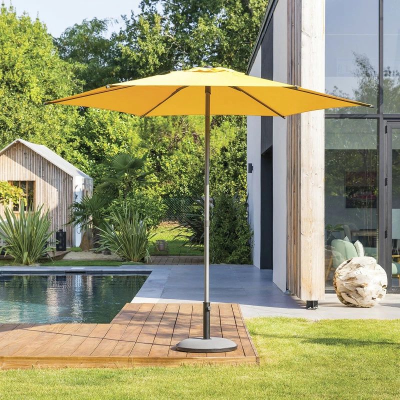 Parasol droit rond 2,7m Soya jaune moutarde Hespéride Parasol Droit Rond 2,7m Soya Jaune Moutarde Hespéride -Ledepot-bailleul Soldes Magasin parasol droit rond 27m soya jaune moutarde hesperide
