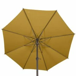 Parasol Mat Central Rond 3m Loompa Moutarde Hespéride -Ledepot-bailleul Soldes Magasin parasol mat central rond 3m loompa moutarde hesperide 3